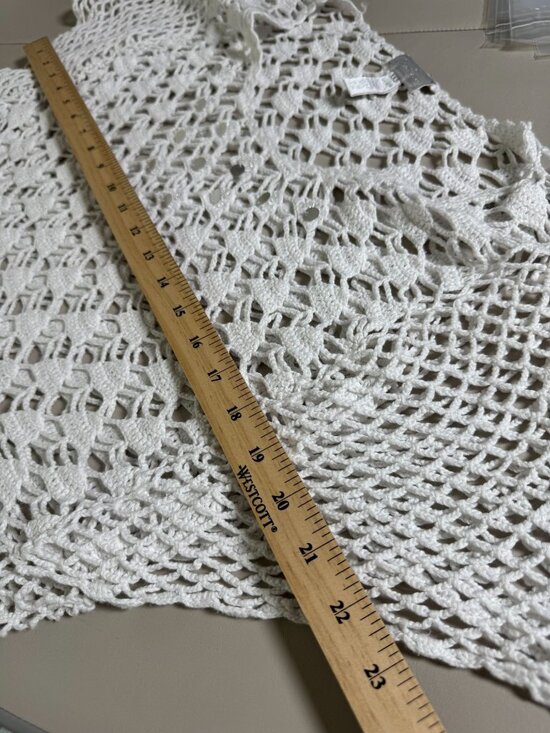 Kamiseta Crochet Open Knit White Top size XXS Short Sleeves Cottage Beachy - Picture 4 of 15